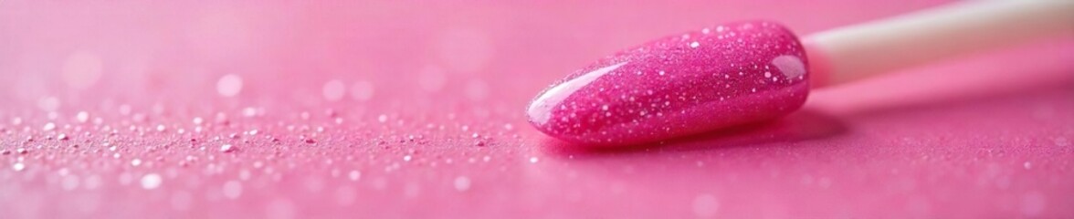 Shimmering Pink Nail Polish Close-up showcasing vibrant color, glossy finish, and reflective texture against a neutral background.  Ideal for beauty, cosmetics, and fashion marketing.