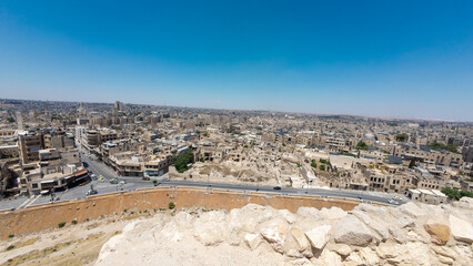 Panoramic View of Ancient City with Modern Touches. Aleppo city, Syria.