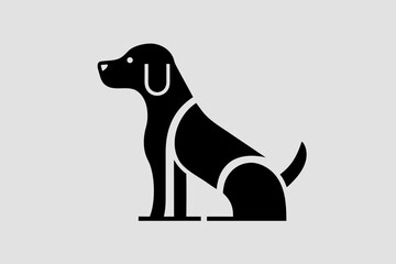 Black Labrador Silhouette on White Background