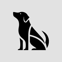 Black Labrador Silhouette on White Background