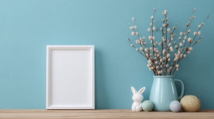 Scandinavian Style Children's Bedroom Poster Frame Mock-Up, featuring a minimalist interior design, clean lines, and ample free space for creative expression