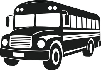 School Bus Side View Silhouette Vector Illustration