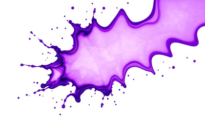 Obraz premium One dynamic purple ink splash with energetic zigzag edges, dense core, and scattered droplets, bold abstract paint design cleanly isolated on a white background, high-resolution PNG element