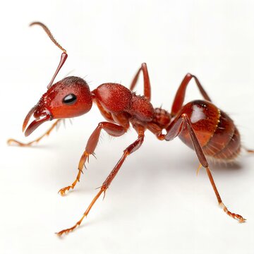 Red Fire Ant Crawling on White