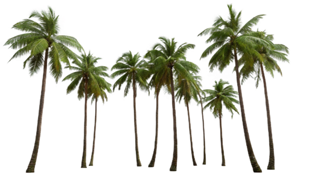 Coconut Trees Beautiful 3D Tree Isolated On Transparent Background 