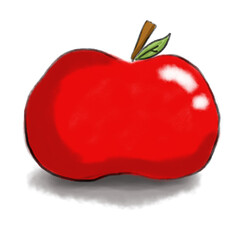 Red aple with white background