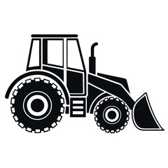Obraz premium Front loader tractor silhouette isolated on white background