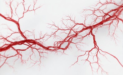Red veins on a white background, medical concept.