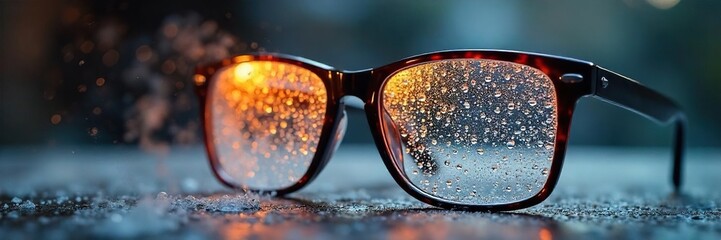 Steaming Eyeglasses Condensation on Lenses Shows Extreme Temperature Change