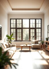 Fototapeta premium Modern bathroom interior design empty room with light wooden cabinets white sanitary ware blank wall space for bathroom cabinet toilet bowl stylish light grey walls empty space suggests new Emp