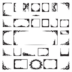 Obraz premium black and white vector corner silhouettes Include vintage, floral, geometric, and minimalist designs suitable for borders, frames, and certificates. 