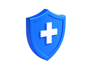 Fototapeta premium Isometric 3D Blue Shield with White Cross Symbol and Soft Shadows