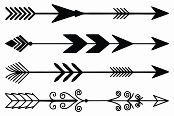 Boho Tribal Arrow Vector Set – Decorative Black Silhouettes for Design Projects