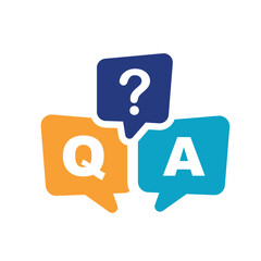 FAQ, Q and A questions and answers icon. 
