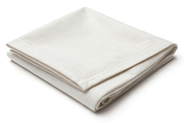 Folded white linen napkin isolated on white background