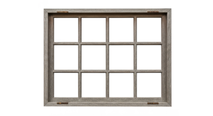 Grey Wooden Window Frame 12 Panes