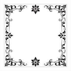 Black and white vector corner silhouette elements in vintage, floral, geometric, and minimalist styles.  