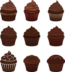 chocolate cupcake isolated vector illustration art design