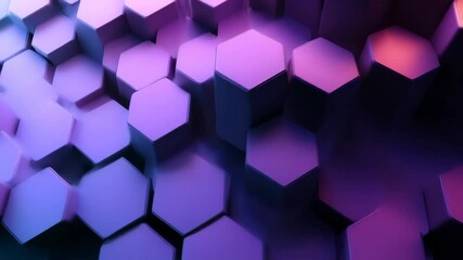 A dynamic motion background of animated 3D hexagons with a vibrant color gradient, a modern visual for technology, corporate presentations, and branding. - Powered by Adobe