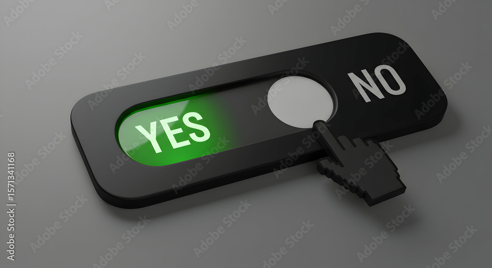 Fototapete decision making concept: yes or no toggle switch button