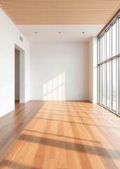 Close up view of minimal worktable with books mug decorations and copy space with chair Empty room interior design architecture blank design room