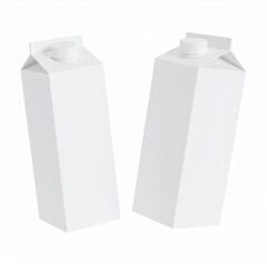 Two White Blank Cardboard Milk Cartons Mockup
