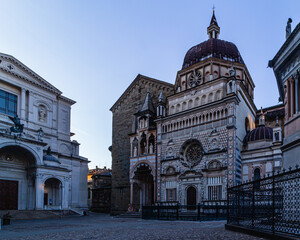 Cappella Colleoni and Cattedrale di Sant'Alessandro in Bergamo Alta on a morning light