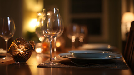 A romantic candlelit dinner with wine and fine dining, evoking love and intimacy