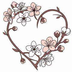 Heart-shaped Flower Frame Floral Design Elements AI Vector for Invitations, Cards & Decor