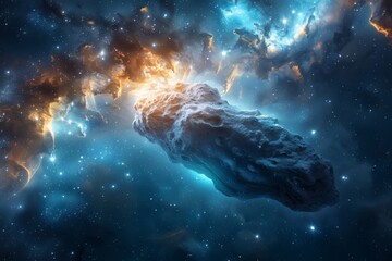The glow of a comet in the starry sky