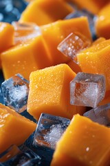 Texture of mango cubes under the light