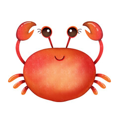 Cute Smiling Red Cartoon Crab