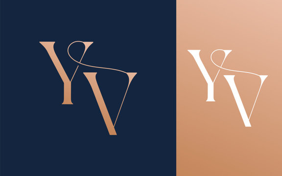 Initial letter YV VY logo design vector illustration for couple, wedding, and business