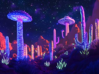 Crystal Dunes: A Desert Where Glowing Crystals Rise in Place of Cacti