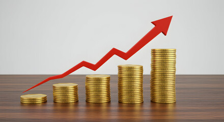 Financial Growth Illustrated with Stacks of Gold Coins