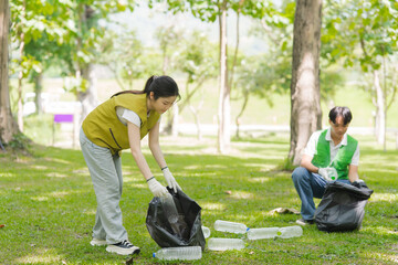Volunteers Cleaning Up Park Environment