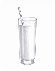 Pencil Sketch of a Refreshing Beverage in Tall Glass