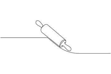 One line drawing of kitchen rolling pin for bakery tool minimalist isolated outline vector