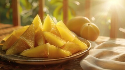 Slices of star fruit on a plate
