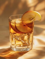 Apple iced tea in a transparent glass