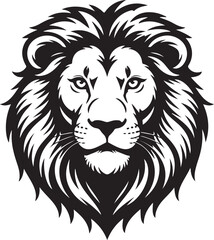 Obraz premium Majestic Lion Head Vector – Bold Black and White Animal Mascot Illustration