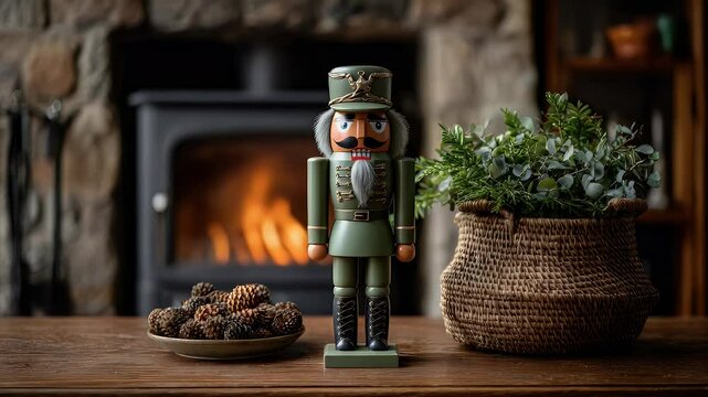 Wooden soldier nutcracker decorated table piece