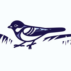 Blue Bird Illustration, Simple Bird Drawing, Nature Graphic Design