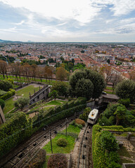 View of the funicular connecting Bergamo and Bergamo Alta