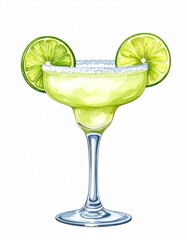 Green Margarita Cocktail with Lime Garnish