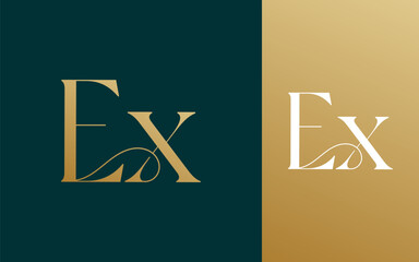 Initial letter EX XE logo design vector illustration for couple, wedding, and business