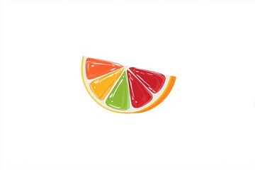 Bright and colorful minimalist vector fruit slice candy icon featuring a citrus design on a white background ideal for playful themes and playful illustrations