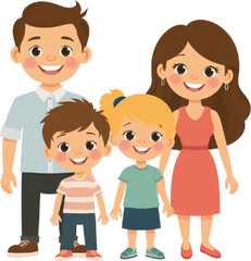 Young family having fun outdoors, Happy multi-generation family standing outdoors, Happy family father and mother with two children. Vector illustration. Generative ai