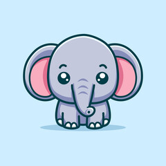 Cute Baby Elephant Cartoon Vector Art, Illustration and Graphic