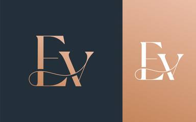 Initial letter EV VE logo design vector illustration for couple, wedding, and business